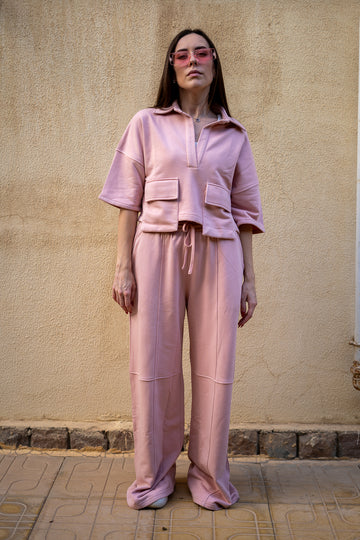 Cropped pink set