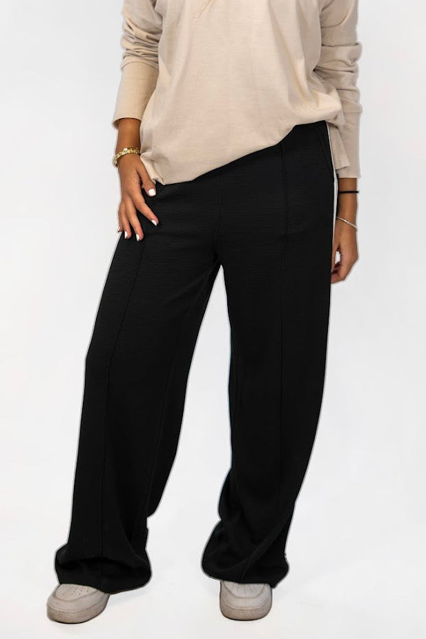 Black side-stripe sweatpants