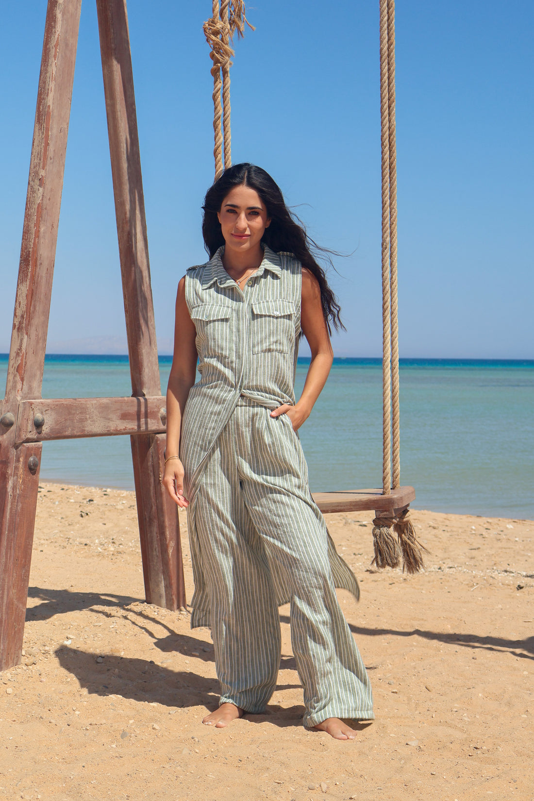 Sandy Stripes Sleeveless Shirt