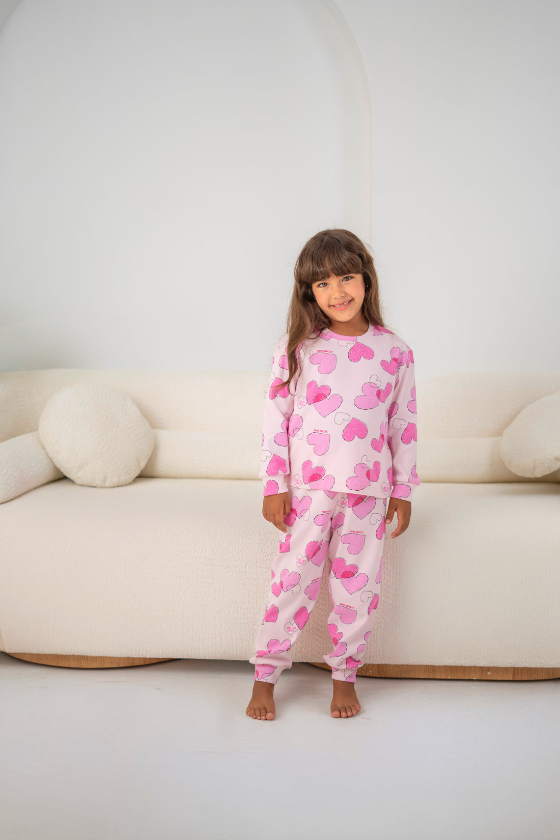 Pink hearts printed pajamas